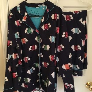 PJ Salvage Dark Blue Sheep Pajamas Pjs flannel